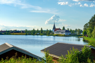 Summer view from the small countryside village Venjan in Sweden