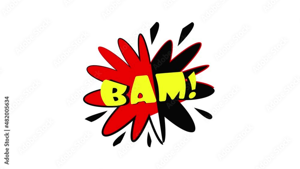 Wall mural Bam explosion sound effect icon animation best cartoon object on white background