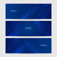 Networking neon style blue wide banner design background