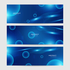 Digital circle style blue wide banner design background