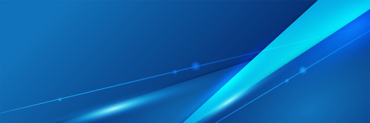 Corporate business blue wide banner design background. Abstract modern 3d banner design with dark blue technology geometric background. Vector illustration