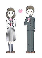 恋する学生のイラスト素材