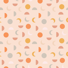 Moon phases seamless pattern, phase of moon vector background, modern elegant surface pattern