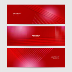 Networking abstract neon style red wide banner design background