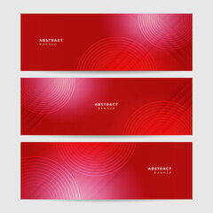 Abstract neon style red wide banner design background