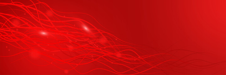 Networking neon style red wide banner design background. Abstract modern 3d banner design with dark red technology geometric background. Vector illustration