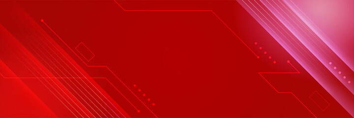 Networking abstract neon style red wide banner design background. Abstract modern 3d banner design with dark red technology geometric background. Vector illustration