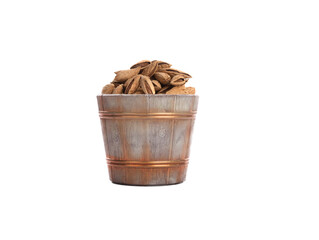 festive bucket with  almond isolated on white background