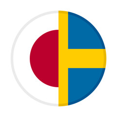 Fototapeta premium round icon with japan and sweden flags. vector illustration isolated on white background