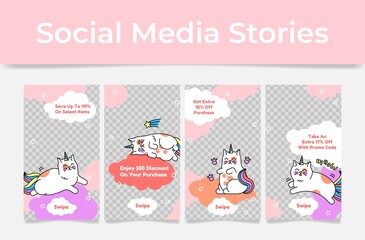 Today top coupon social media stories internet advertising set vector flat illustration