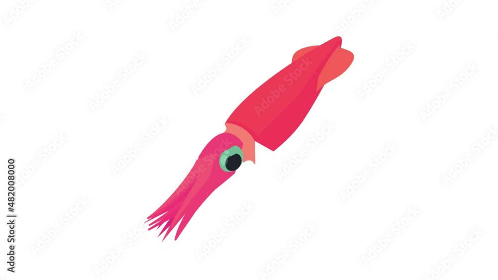 Poster squid icon animation best cartoon object on white background