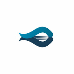 blue fish wave logo design