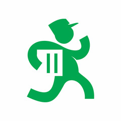 green people running delivery holding box pack logo design