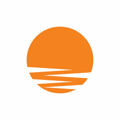 circle sunset sun logo design