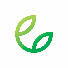 circle green leaf tennis ball color line logo design