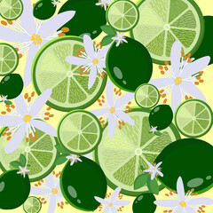 limes and flowers single pattern