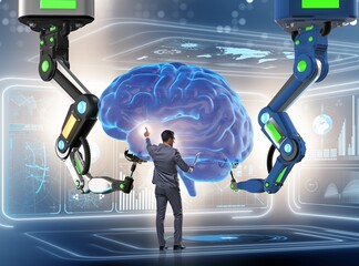 Artificial intelligence concept with businessman