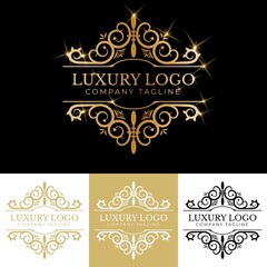 Antique retro luxury victorian calligraphic logo with ornamental frame