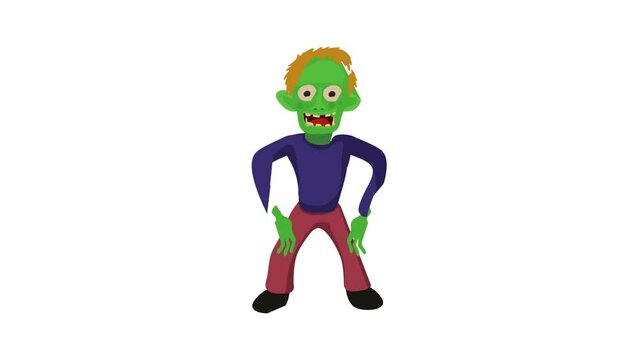 Standing zombie icon animation best cartoon object on white background