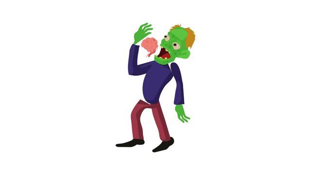 Zombie is eating brains icon animation best cartoon object on white background