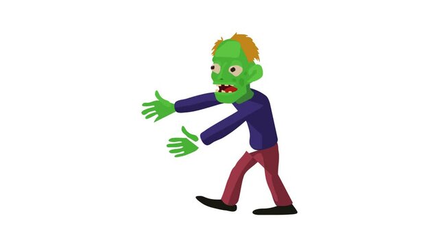 Walking zombie icon animation best cartoon object on white background