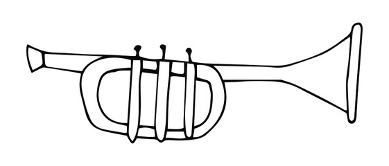 Vector Sketch Trumpet Doodle Mysical Instrument