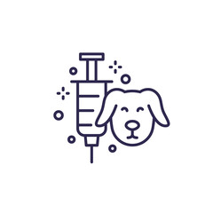 dog vaccination line icon on white