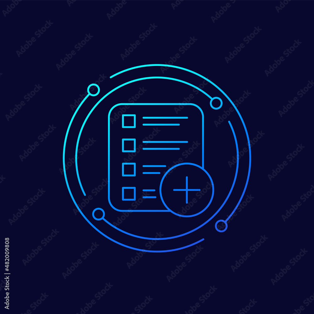 Poster add new task line icon, vector