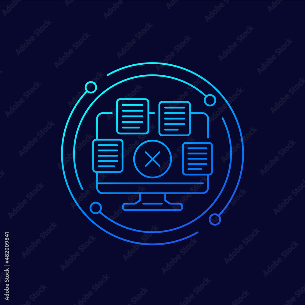 Poster delete files, documents line vector icon