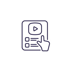 video content line icon on white