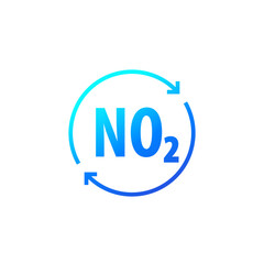 NO2, nitrogen dioxide icon with arrows
