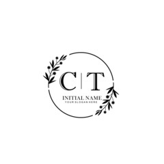 CT Hand drawn wedding monogram logo