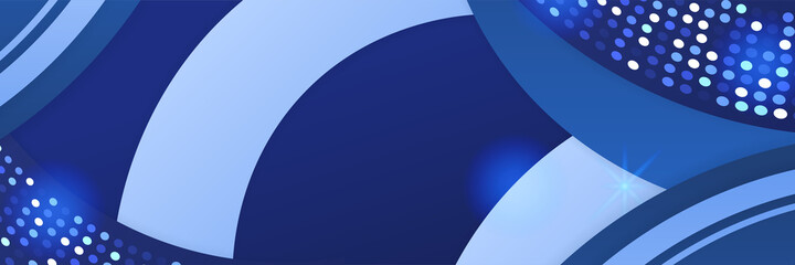 Wave networking neon style blue wide banner design background. Abstract banner design with dark blue technology geometric background. Vector illustration