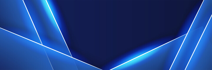 Corporate business blue wide banner design background. Abstract banner design with dark blue technology geometric background. Vector illustration