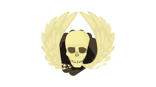 Skull with wings icon animation best cartoon object on white background