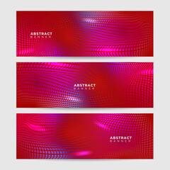 Abstract neon style red wide banner design background