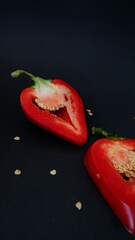 red pepper ON A BLACK BACKGROUND