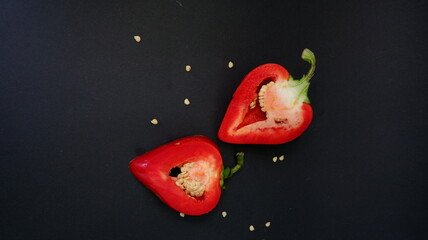 red pepper ON A BLACK BACKGROUND
