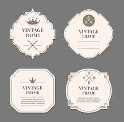 Tag and labels isolated vector symbols with various form. Vector swirl ornate and decorate, calligraphic card ornamental illustration