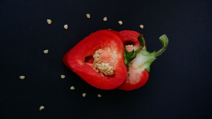 red pepper ON A BLACK BACKGROUND