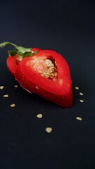 red pepper ON A BLACK BACKGROUND