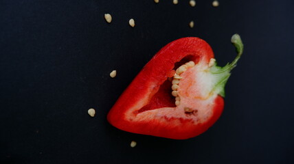 red pepper ON A BLACK BACKGROUND