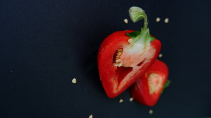 red pepper ON A BLACK BACKGROUND
