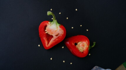 red pepper ON A BLACK BACKGROUND
