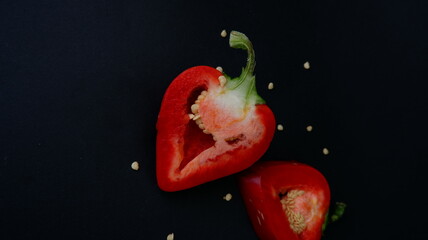red pepper ON A BLACK BACKGROUND