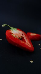 red pepper ON A BLACK BACKGROUND