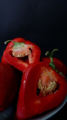 red pepper ON A BLACK BACKGROUND