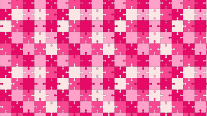 Puzzle Grid. Repeating Seamless Pattern. Vector Pink Background.