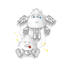 onigiri spirit leaves the body mascot. cartoon vector