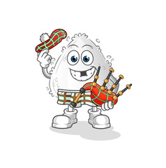 onigiri scottish with bagpipes vector. cartoon character